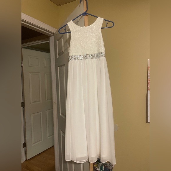 Other - Elegant White Kids Dress with Silver Accents